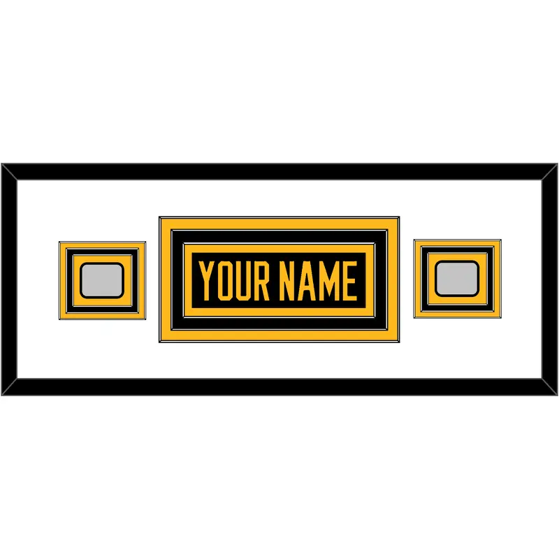 Pittsburgh Nameplate & 2 Stanley Cup Finals Patches - Home Black - Triple Mat 3
