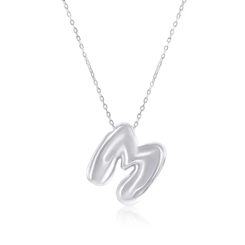 Sterling Silver, Bubble 'M' Initial Necklace