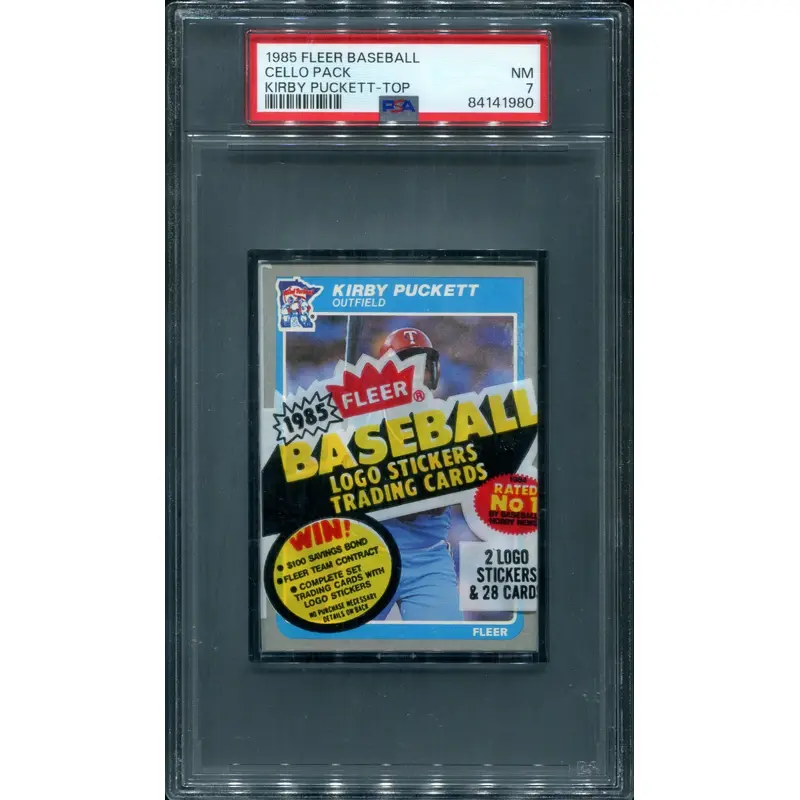 1985 Fleer Baseball Unopened Cello Pack PSA 7 Puckett Top *1980