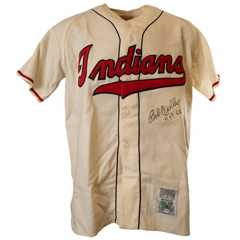 Bob Feller HOF 1962 Signed Cleveland Indians Mitchell & Ness Jersey PSA DNA