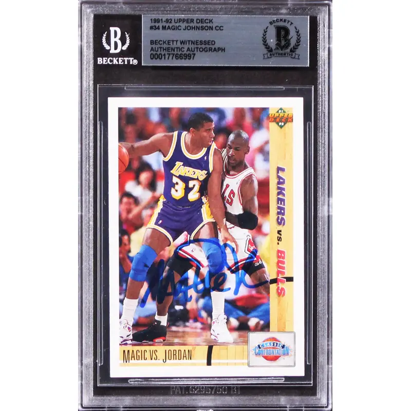 Lakers Magic Johnson Authentic Signed 1991 Upper Deck #34 Card BAS Slabbed
