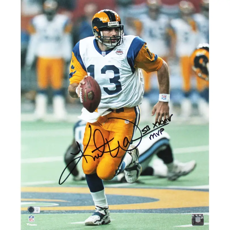 Rams Kurt Warner "SB XXXIV MVP" Signed 16x20 Photo BAS Witnessed #1W578257