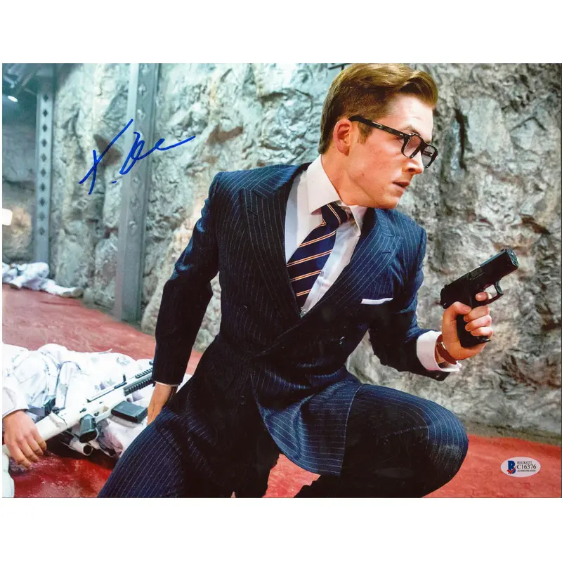 Taron Egerton Kingsman The Secret Service Signed 11x14 Photo BAS #C16376