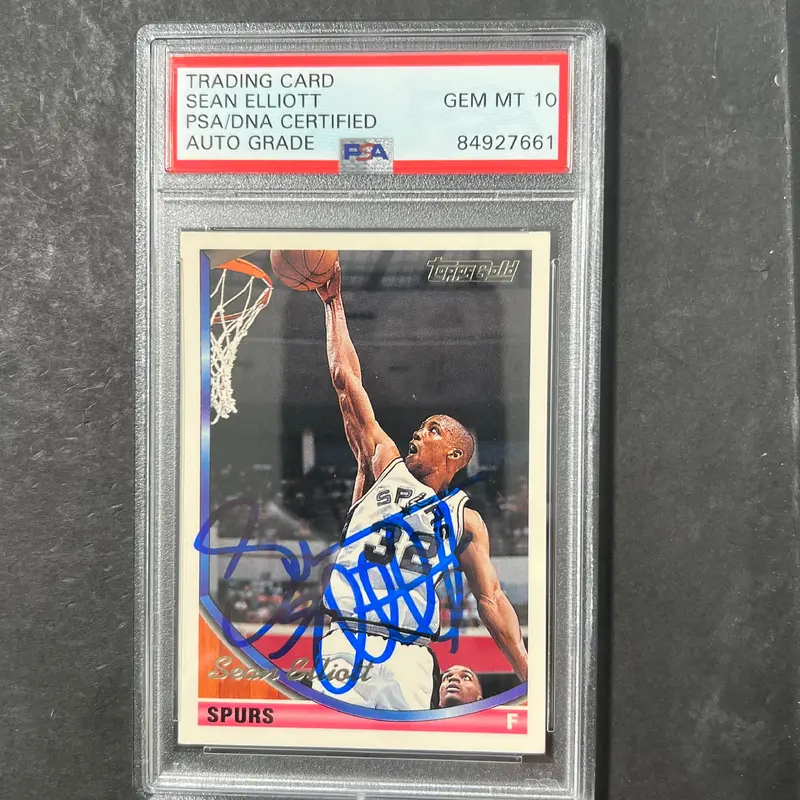 1993-94 Topps #196 Sean Elliott Signed Card Auto 10 PSA Slabbed Spurs