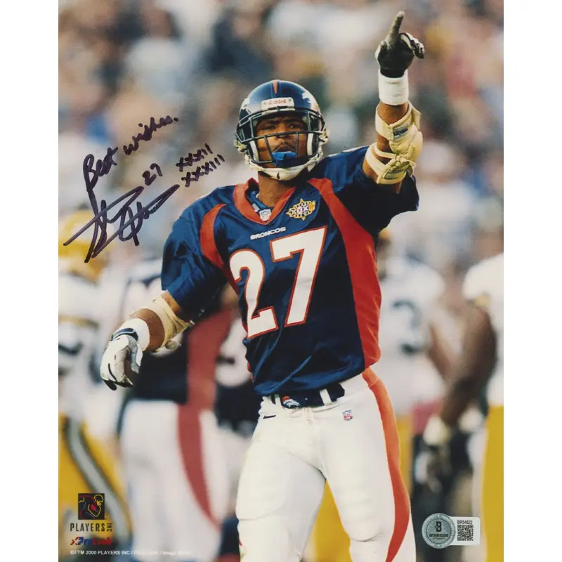 Broncos Steve Atwater "Best Wishes XXXII, XXXIII" Signed 8x10 Photo BAS #BR54822