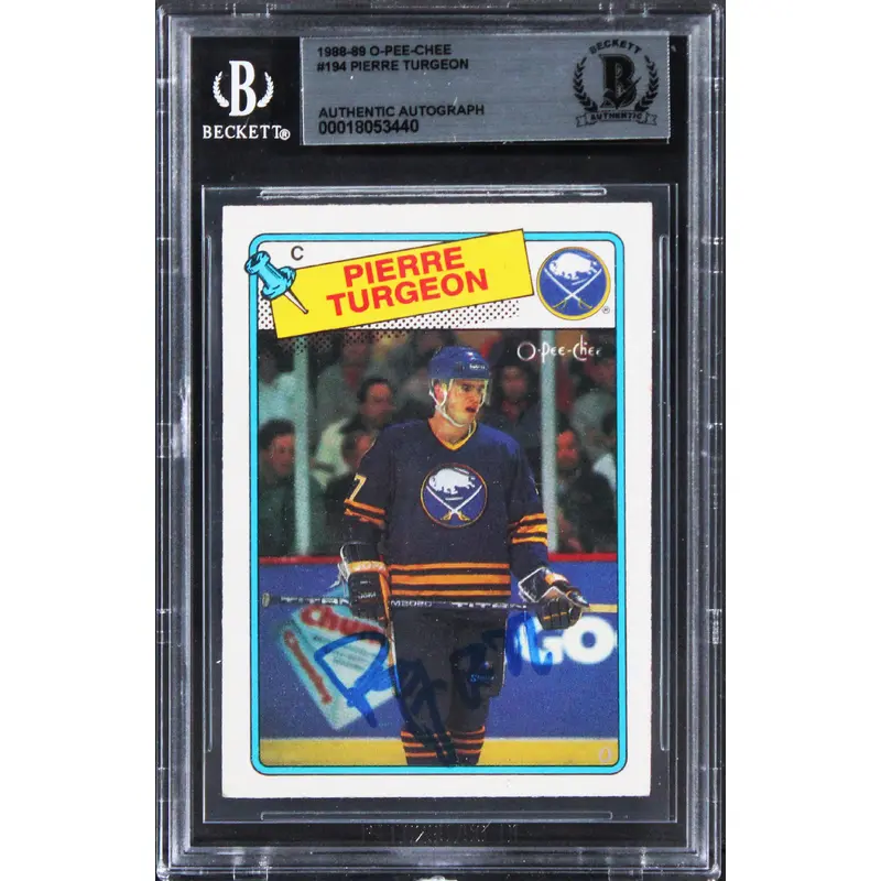 Sabres Pierre Turgeon Authentic Signed 1988 O-Pee-Chee #194 Card BAS Slabbed