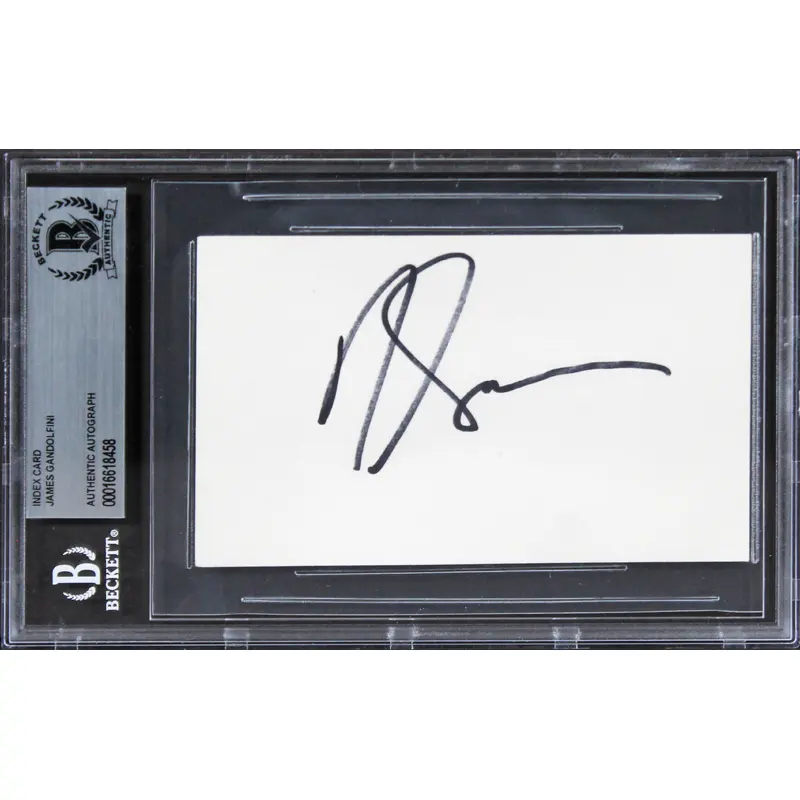 James Gandolfini The Sopranos Authentic Signed 3x5 Index Card BAS Slabbed 1