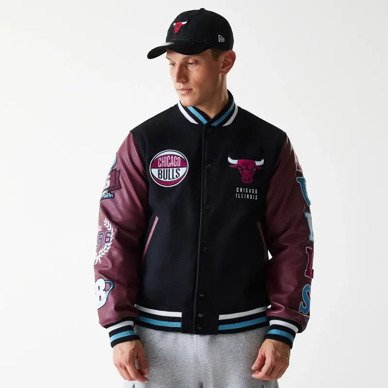 Chicago Bulls NBA Patch Black Varsity Jacket