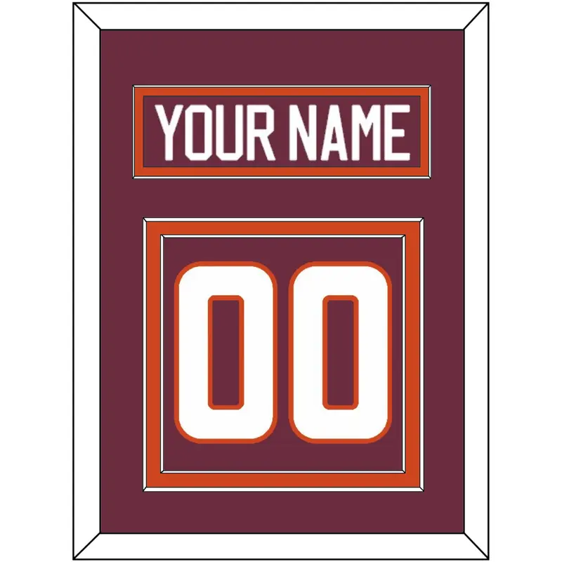 Virginia Tech Hockey Nameplate & Number (Back) - Road Maroon - Double Mat 2