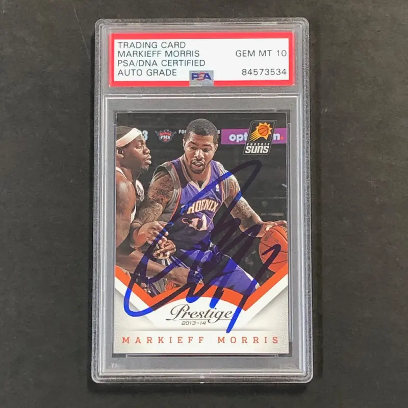 2013-14 Panini Prestige #107 Markieff Morris Signed Card AUTO 10 PSA Slabbed Suns