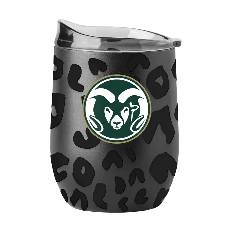 Colorado State Leopard 16oz Black Powdercoat Curved Beverage