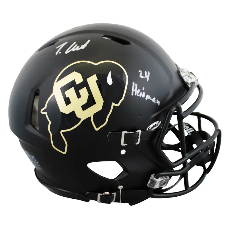 Colorado Travis Hunter "24 HT" Signed Black Full Size Speed Proline Helmet BAS W