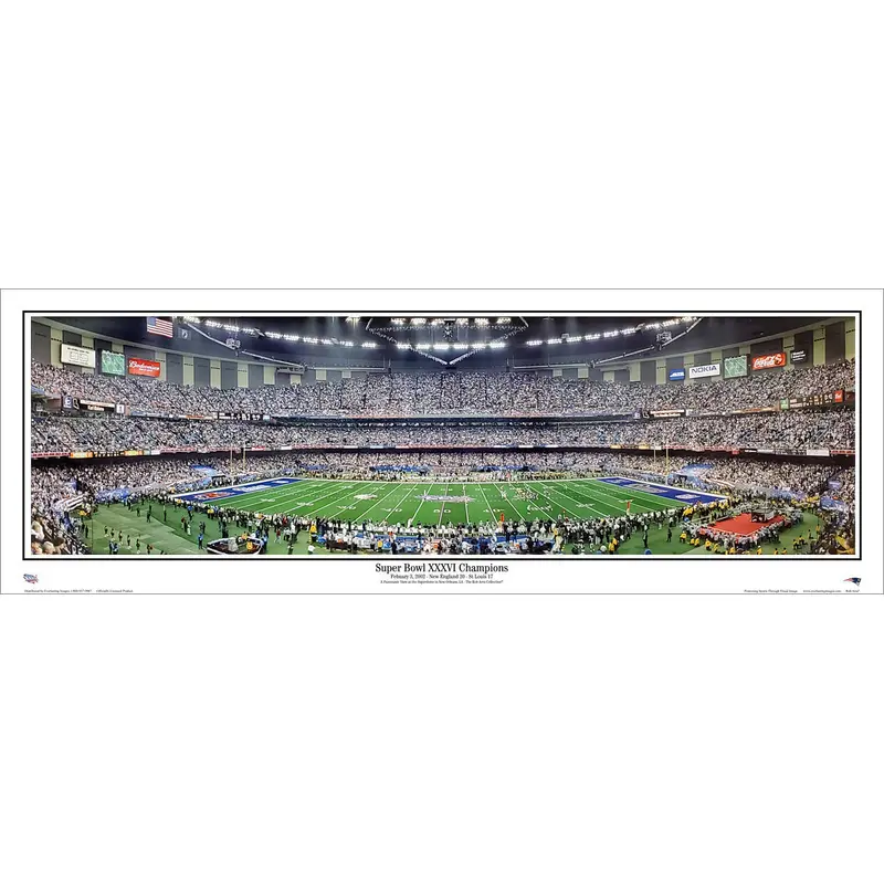 Super Bowl XXXVI (2002) Patriots vs. Rams Panoramic Poster Print - Everlasting Images