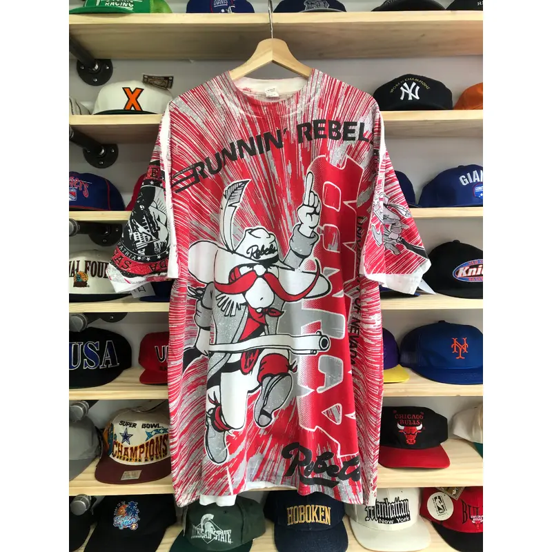 Vintage 1992 UNLV Runnin Rebels All Over Print Tee Size XL