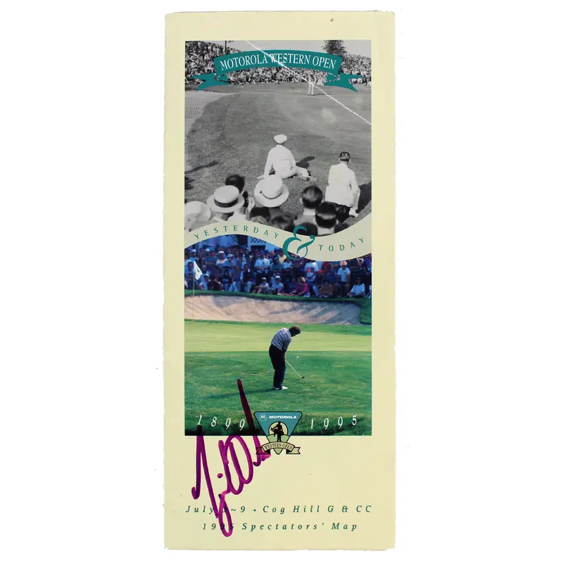 Tiger Woods Authentic Signed 1995 Western Open Course Spectator Map BAS #AB12054