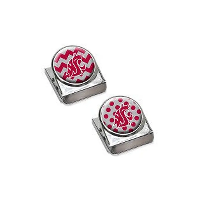WSU Chevron/Polka Dot Magnet Clips