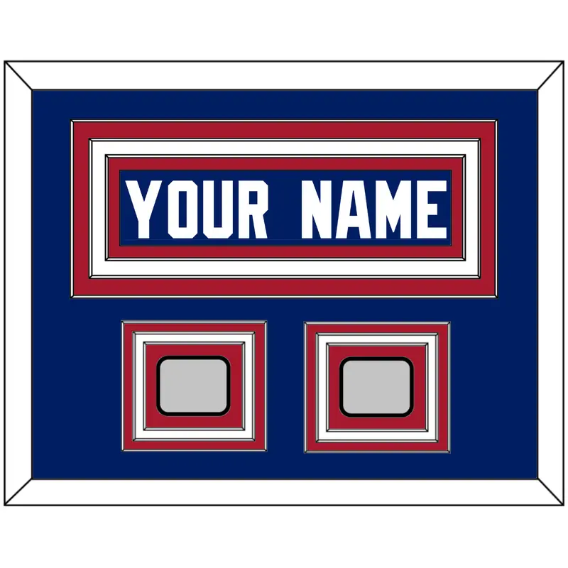 New York Nameplate & 2 Super Bowl Jersey Patches - Home Blue - Triple Mat 1