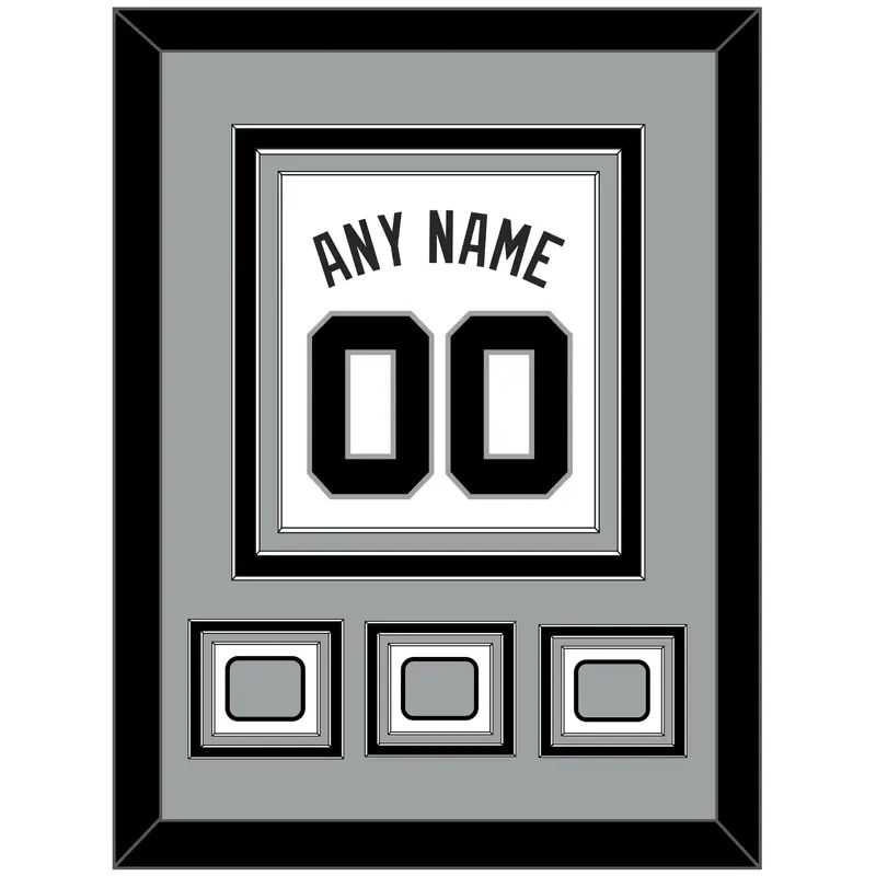 San Antonio Name & Numbers With 3 Finals Patches - Home White (1989-2002) - Triple Mat 3
