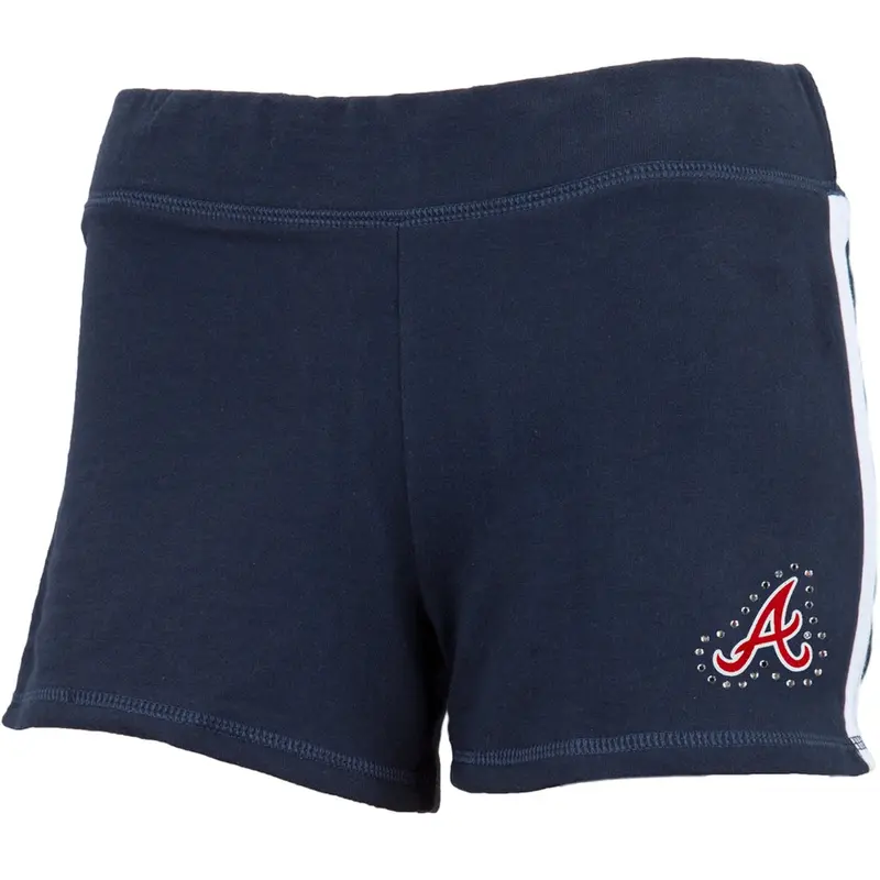 Atlanta Braves - Rhinestone Logo Girls Youth Athletic Shorts