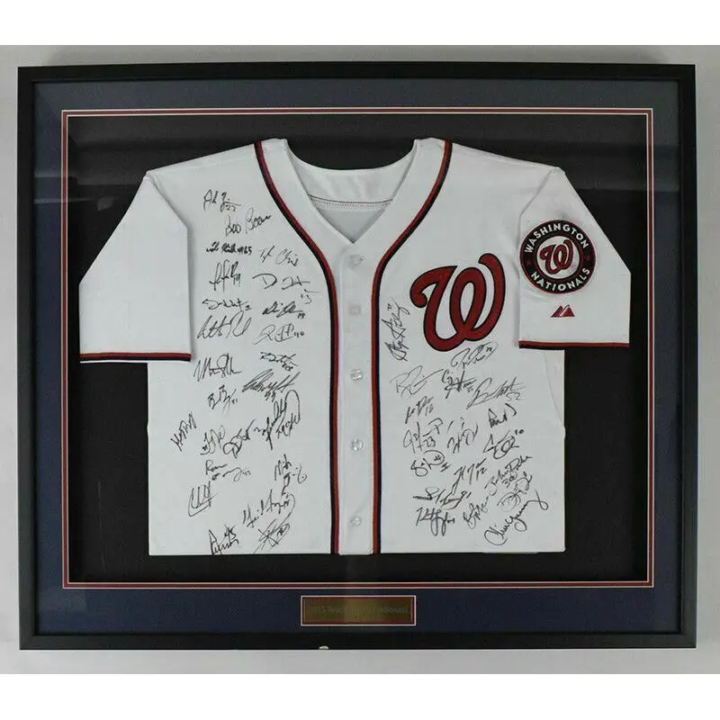 Beautiful 2013 Washington Nationals Team Signed Authentic Jersey Framed JSA COA