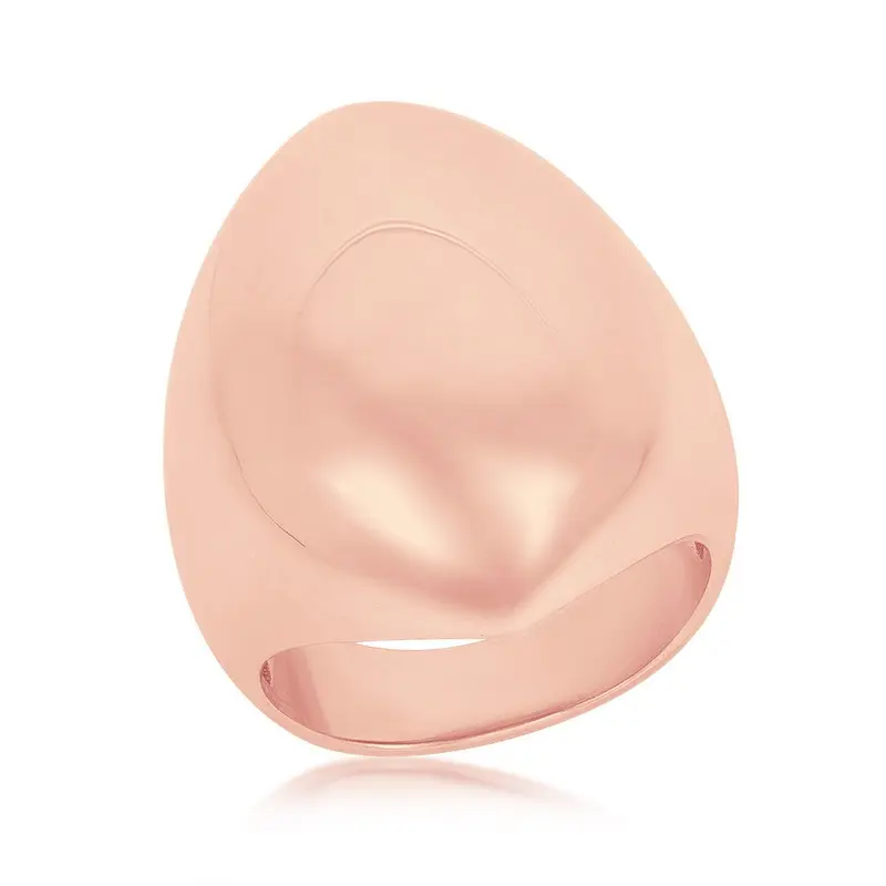 Sterling Silver Large Oval Ring - Rose Gold Plated