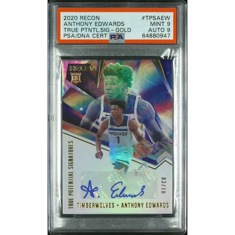 Anthony Edwards 2020 Panini Recon True Potential Gold Auto #3/10 PSA 9 Auto 9