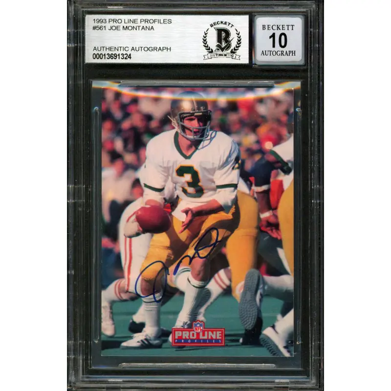 Chiefs Joe Montana Signed 1993 Pro Line Profiles #561 Card Auto 10! BAS Slabbed