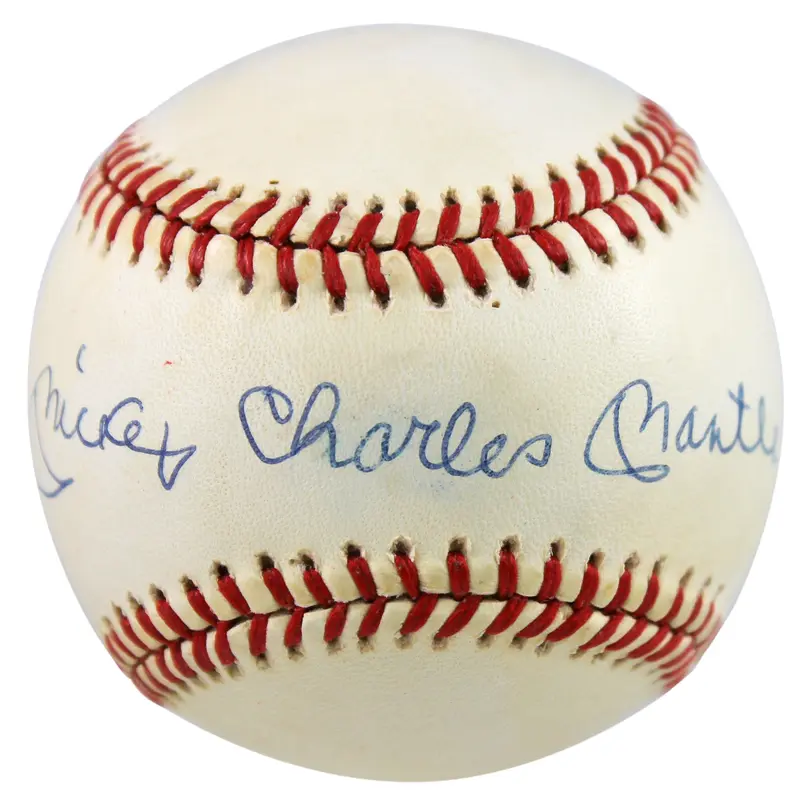 Yankees Mickey Charles Mantle Signed Bobby Brown Oal Baseball PSA/DNA #AE00009