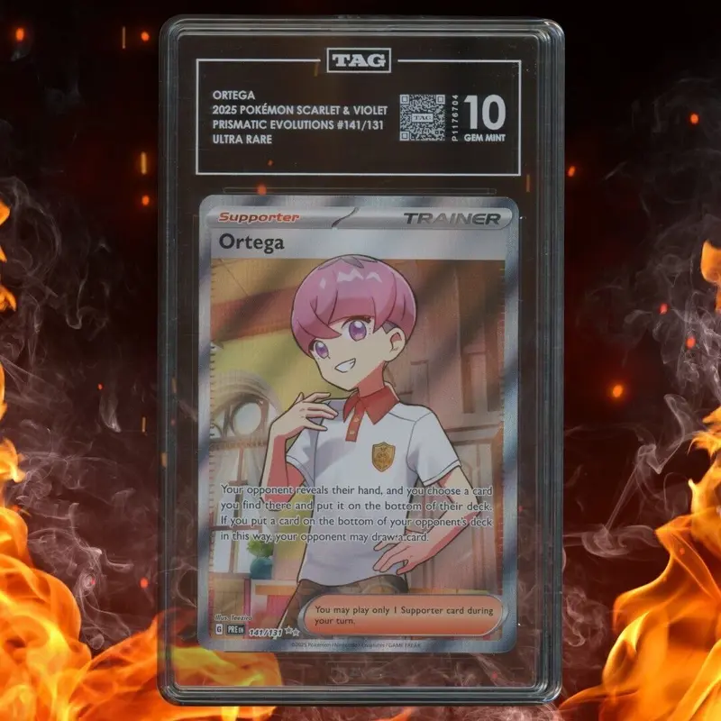 Pokemon Prismatic Evolutions ORTEGA Ultra Rare Full Art Trainer 141/131 TAG 10