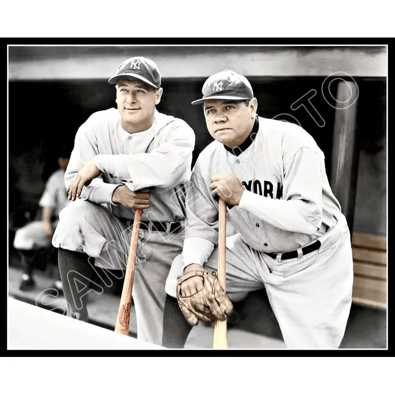 Babe Ruth Lou Gehrig Colorized 8X10 Photo - New York Yankees - 1784