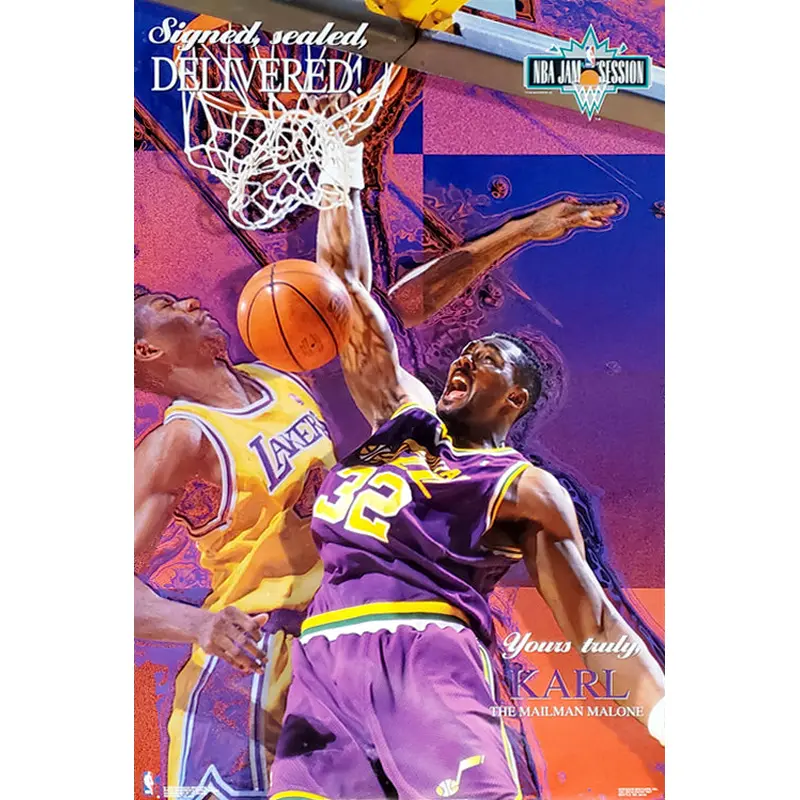 Karl Malone "Signed, Sealed, Delivered" Utah Jazz NBA Action Poster - Costacos 1993