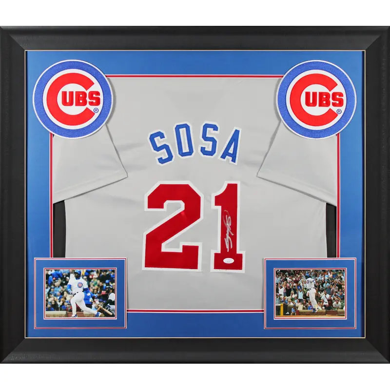 Cubs Sammy Sosa Authentic Signed Grey Pro Style Framed Jersey Autographed JSA