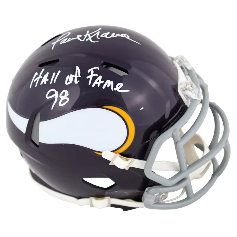 Vikings Paul Krause "Hall Of Fame 98" Signed Speed Mini Helmet BAS Wit #1W026509