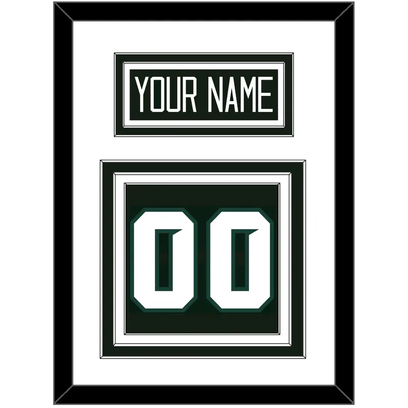 Michigan State Hockey Nameplate & Number (Back) - Road Green - Triple Mat 1