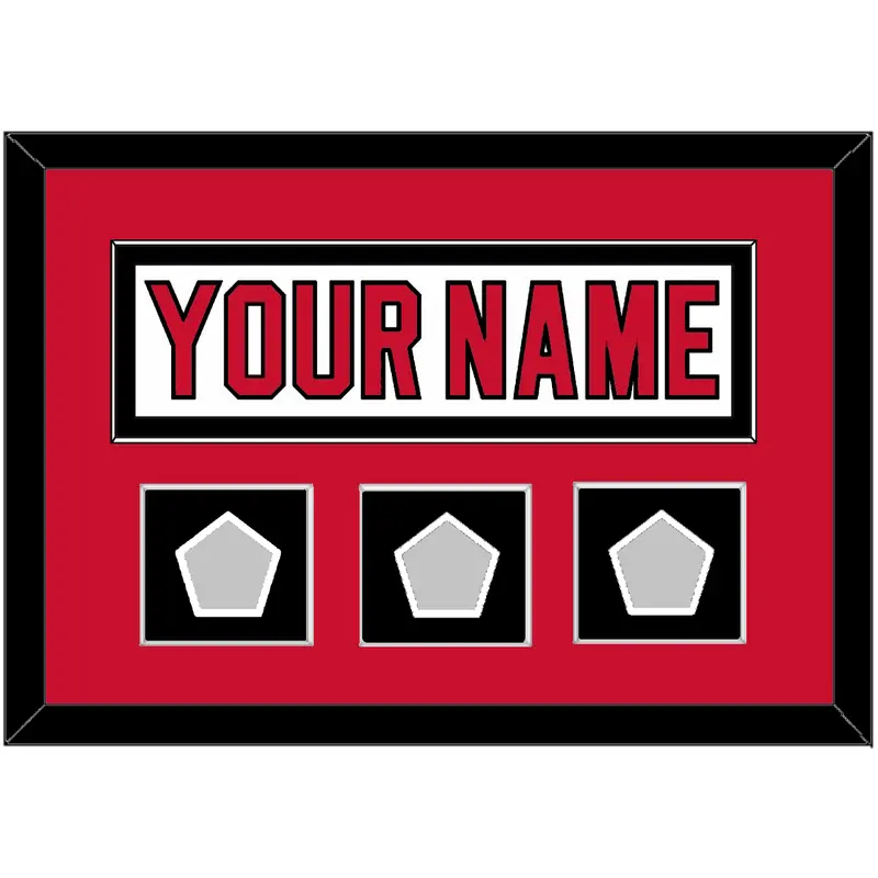 New Jersey Nameplate & 3 Stanley Cup Finals Patches - Home White (1992-2007) - Single Mat 2