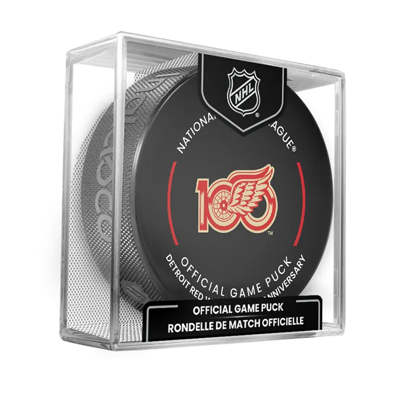 NHL Detroit Red Wings Officially Licensed 2025-2026 Game Puck Design In Cube