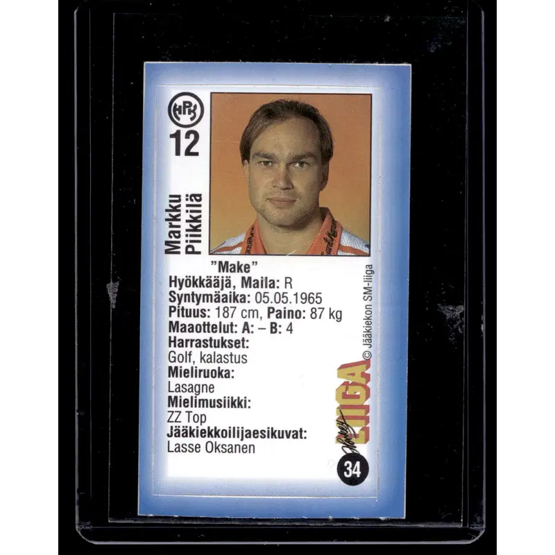 1992-93 JyvsHyv HockeyLiiga - Markku Piikkil #34