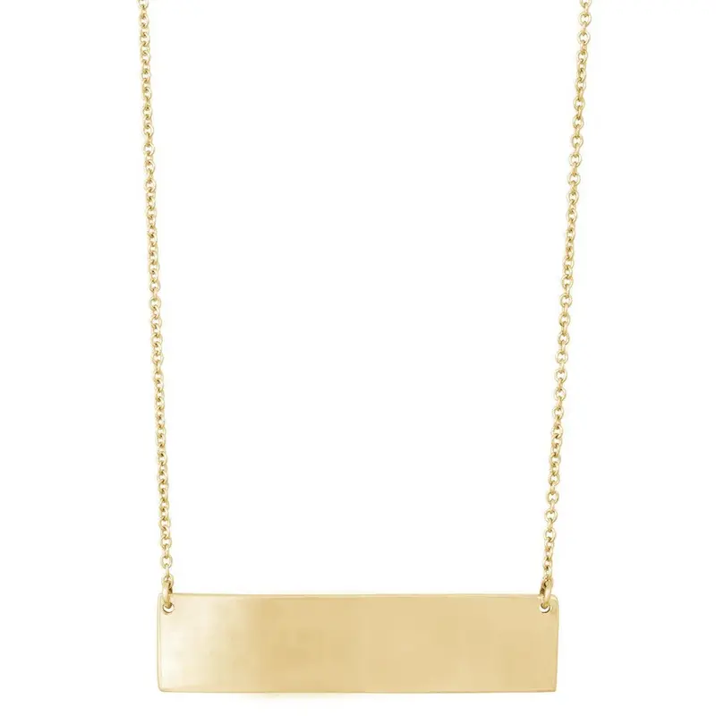 Sterling Silver Large Flat Bar Necklace - Gold Plated