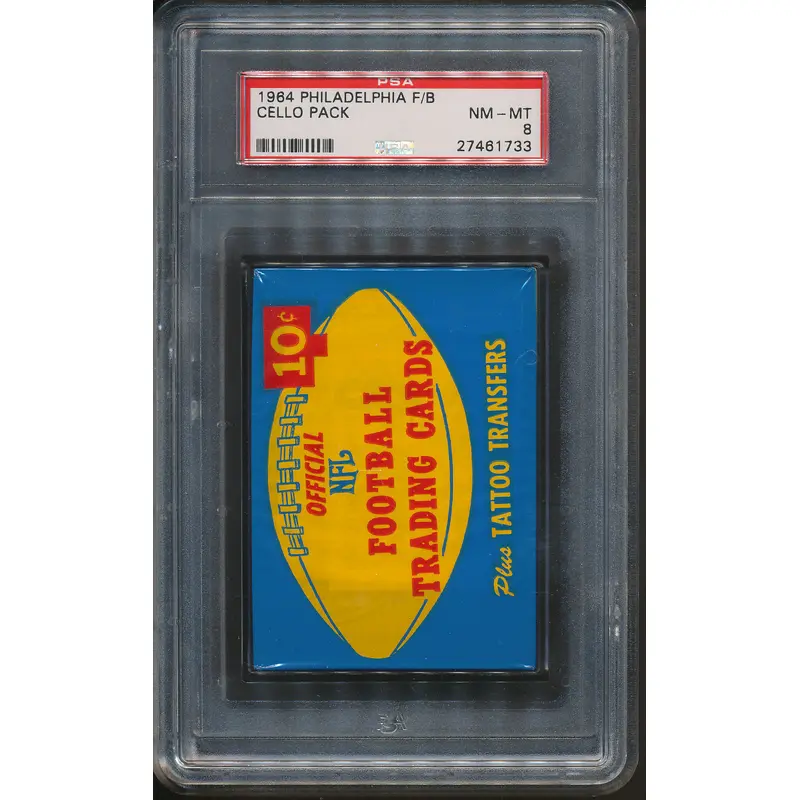 1964 Philadelphia Football Unopened Cello Pack PSA 8