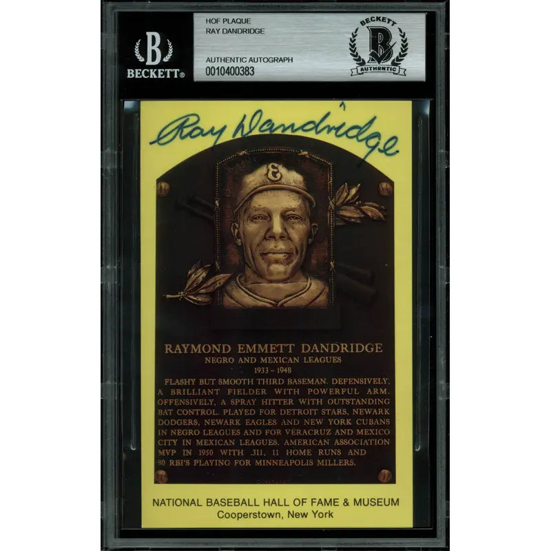 Ray Dandridge Authentic Signed 3.5x5.5 HOF Plaque Postcard BAS Slabbed