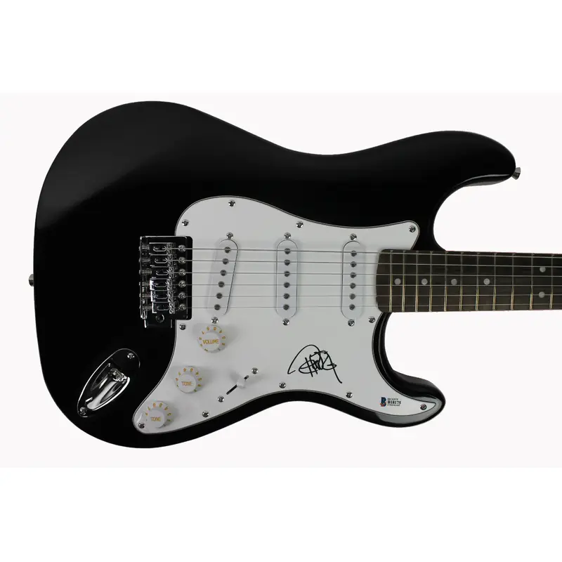 Tommy Chong Authentic Signed Black Electric Guitar Autographed BAS #B18175