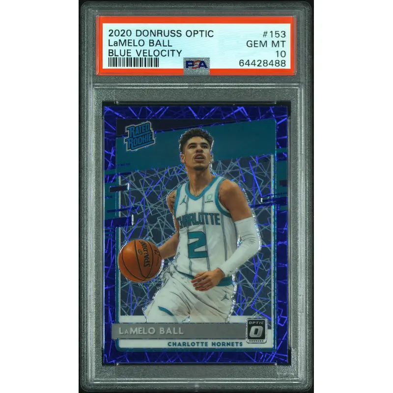 LaMelo Ball 2020 Donruss Optic Blue Velocity Rookie #153 PSA 10 Gem Mint