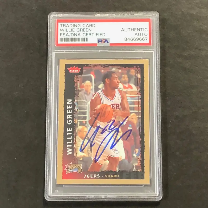 2008-09 Fleer #44 Willie Green Signed Card AUTO PSA Slabbed 76ers