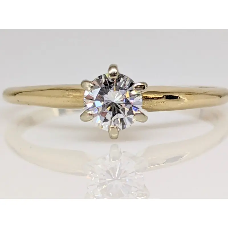 14K .47 CARAT TOTAL VS2 I DIAMOND ROUND ESTATE SOLITAIRE RING 2.4 GRAMS