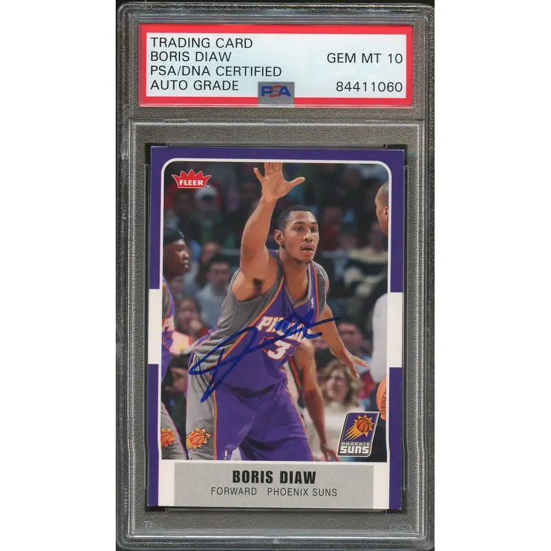 2007-08 Fleer #192 Boris Diaw Signed Card AUTO 10 PSA Slabbed Suns