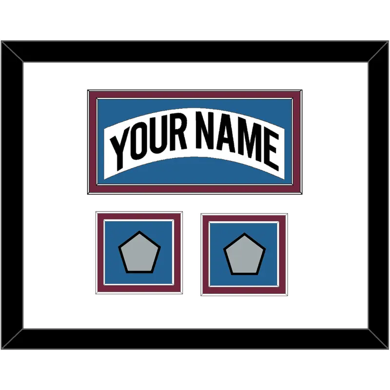 Colorado Nameplate & 2 Stanley Cup Finals Patches - Home White (1999-2001) - Double Mat 2