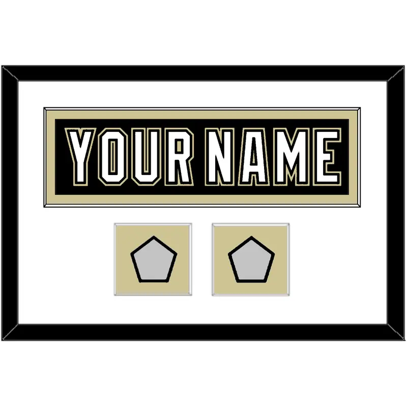Pittsburgh Nameplate & 2 Stanley Cup Finals Patches - Home Black (2007-2016) - Single Mat 1