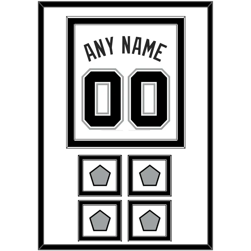 San Antonio Name & Numbers With 4 Finals Patches - Home White (2002-2017) - Double Mat 2
