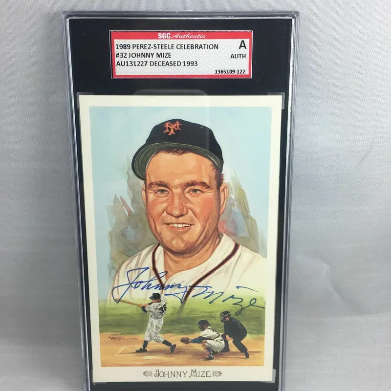 Johnny Mize Signed Autographed 1981 Perez Of Steele Postcard SGC
