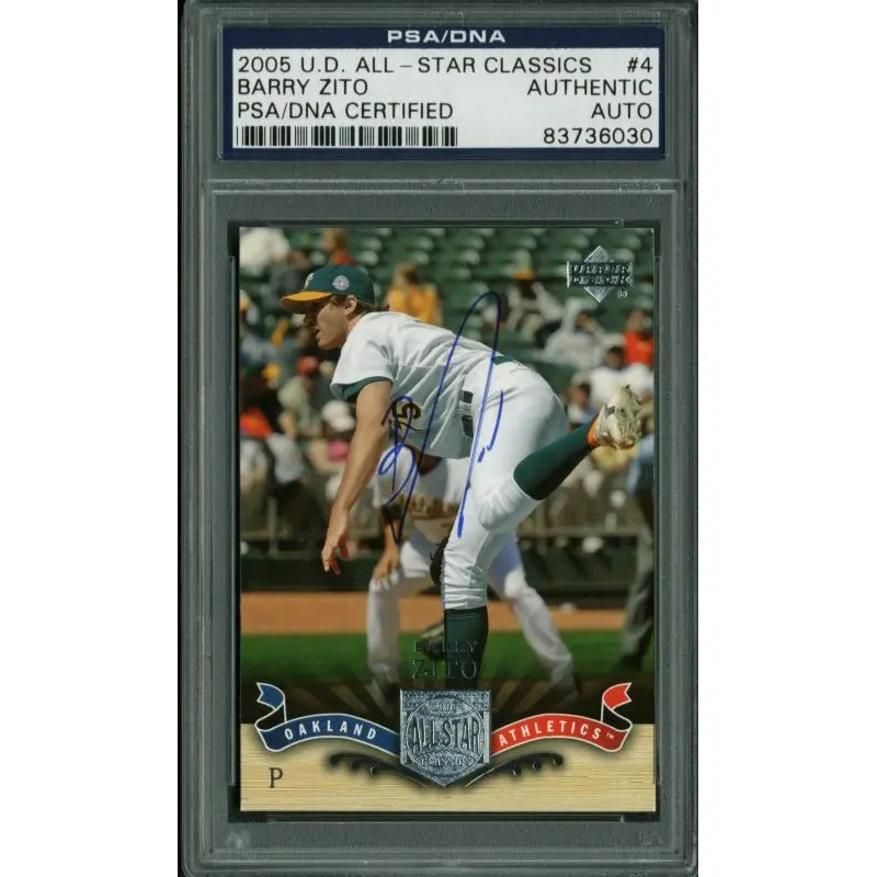 Athletics Barry Zito Signed Card 2005 Ud All-Star Classics #4 PSA/DNA Slabbed